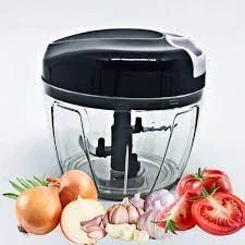 Processador Manual 12X9CM Alimentos Alho Frutas Cogumelos 500ml Multiuso Triturador 3 Lâminas Multicolorido