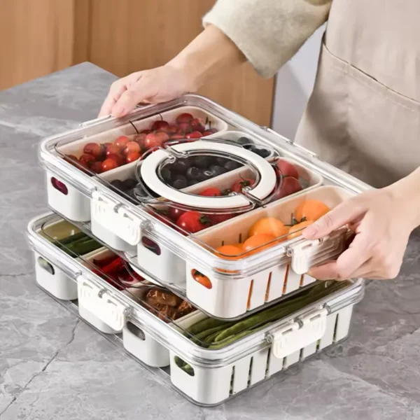 Organizador Hermético para Geladeira e Dispensa Multiuso para Frutas Alimentos Caixa Organizadora Cozinha Prática Armazenamento