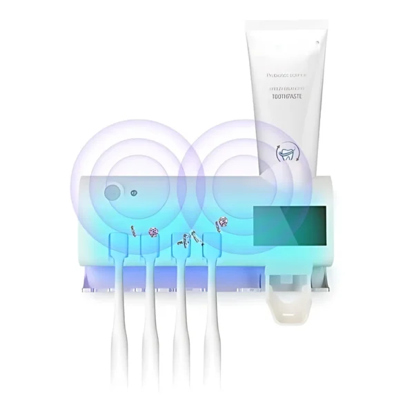 Suporte para Pasta Escova de Dentes com Esterilizador Luz UV Antibacteriano Automático Banheiro - Imagem 2