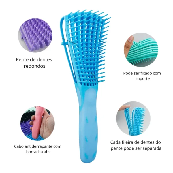 Escova Polvo Detangler para Cabelos Cacheados - Sortido - Desembarace com Facilidade e Realce a Beleza dos Seus Cachos - Imagem 4