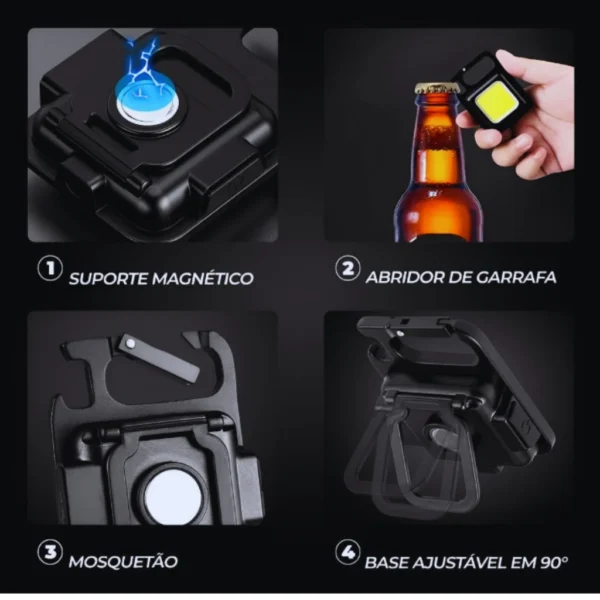 Mini Lanterna Com Led 4 Modos de Luz 4 Funções, Chaveiro portatil e abridor de garrafas - Imagem 5