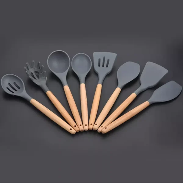 BRINDE MISTERIOSO + KIT de Cozinha Conjunto com 12 peças Jogo de Utensilios Culinários Cabo de Madeira Antiaderente PROMOÇÃO - Imagem 5