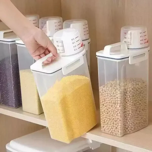 Pote Hermético com Copo Medidor Bico Dosador 2L Cozinha mantimentos Lavanderia Multiuso - Imagem 6