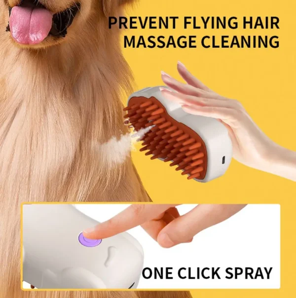 Escova De Limpeza Recarregável 3 em 1 Gatos Spray Integrado Ideal Banho Higiene Design Ergonômico Eficiente Mantém Pet Limpo - Imagem 2