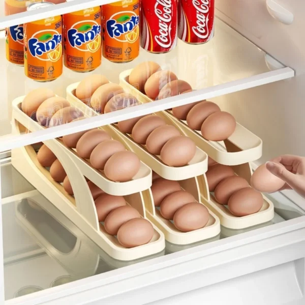 Dispenser Automático De Ovos 2 Andares Para Refrigerador Bancada Organizador de Cozinha - Imagem 2