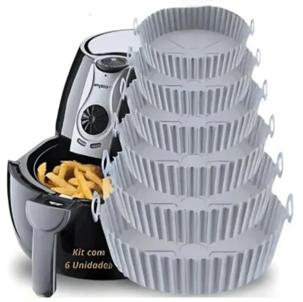 Kit 6 Capas Protetoras de AirFryer de Silicone Redonda Air Fryer e Forno Fritadeira Elétrica Praticidade na Cozinha