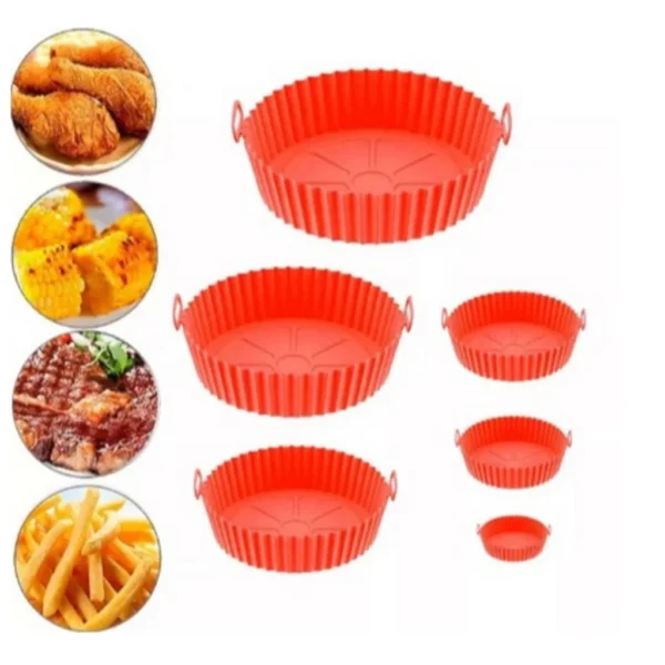 Kit 6 Capas Protetoras de AirFryer de Silicone Redonda Air Fryer e Forno Fritadeira Elétrica Praticidade na Cozinha - Imagem 3