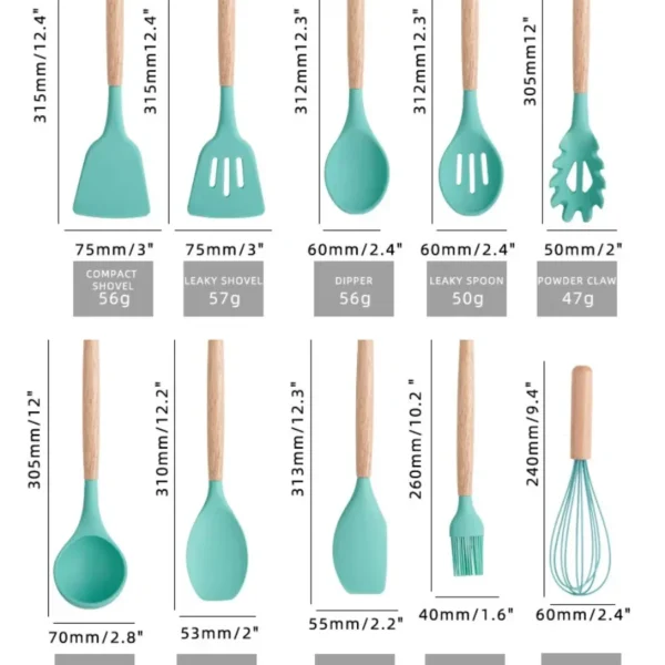 BRINDE MISTERIOSO + KIT de Cozinha Conjunto com 12 peças Jogo de Utensilios Culinários Cabo de Madeira Antiaderente PROMOÇÃO - Imagem 6