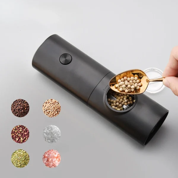 Moedor Elétrico De Sal Pimenta Temperos Condimentos Automático Com Ajuste de Moagem - Imagem 3