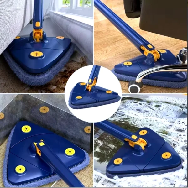 Kit Mop Esfregão Rodo Limpeza, Esfregão Triangulo Ajustável Giratório 360° + 3 refis - Imagem 3