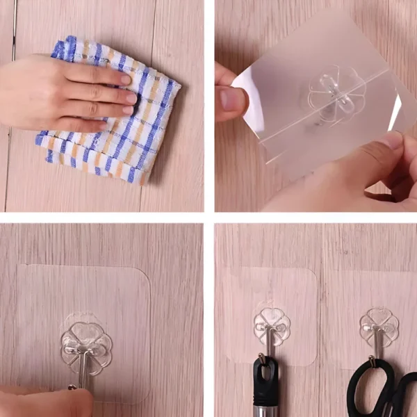 24 Peças Ganchos Adesivos Parede Multifuncional Autocolante Cozinha Quarto Banheiro - Imagem 3