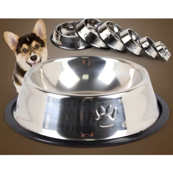 Comedouro Bebedouro Inox Antiderrapante Para Pet Cachorro Gato Porte Pequeno Médio Grande - Imagem 3