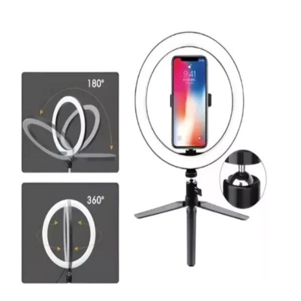 Luz Ring Light 8 Pol + Tripé De Mesa + Suporte Para Celular - Imagem 2