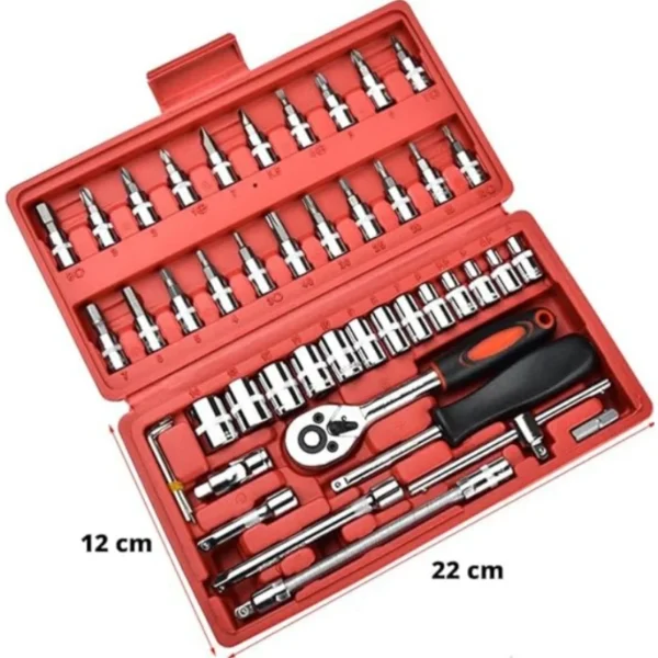 KIT Chave Catraca Reversível Soquetes 46 Peças c/Maleta - Imagem 4