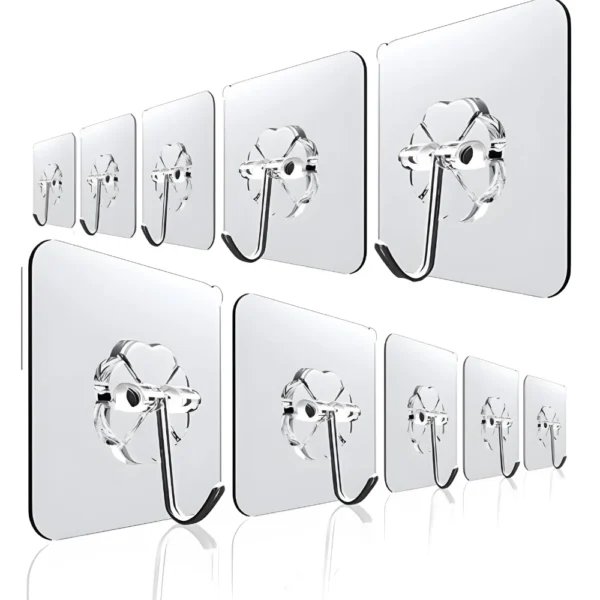 24 Peças Ganchos Adesivos Parede Multifuncional Autocolante Cozinha Quarto Banheiro - Imagem 2
