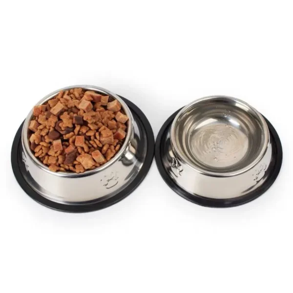 Comedouro Bebedouro Inox Antiderrapante Para Pet Cachorro Gato Porte Pequeno Médio Grande - Imagem 2