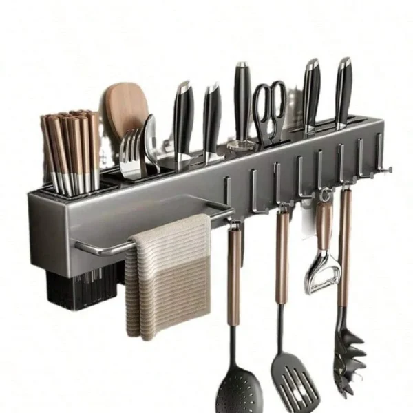 De parede Cozinha Organizador Prateleira, armazenamento de especiarias, rack, porta-faca, tempero, pauzinho, colher, pá, pratele