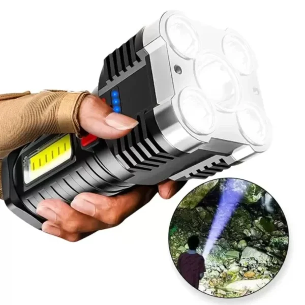Lanterna Led Potente multi-funções 5 em 1-Ultra Brilhante Com Uso Externo De Longo Alcance-Recarregável Usb Portátil - Imagem 3