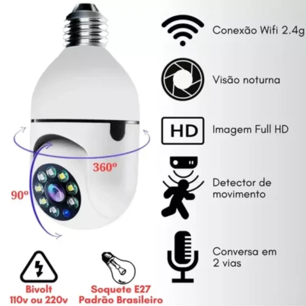 Câmera De Segurança Visão Noturna Lampada Facil Instalação - Imagem 4