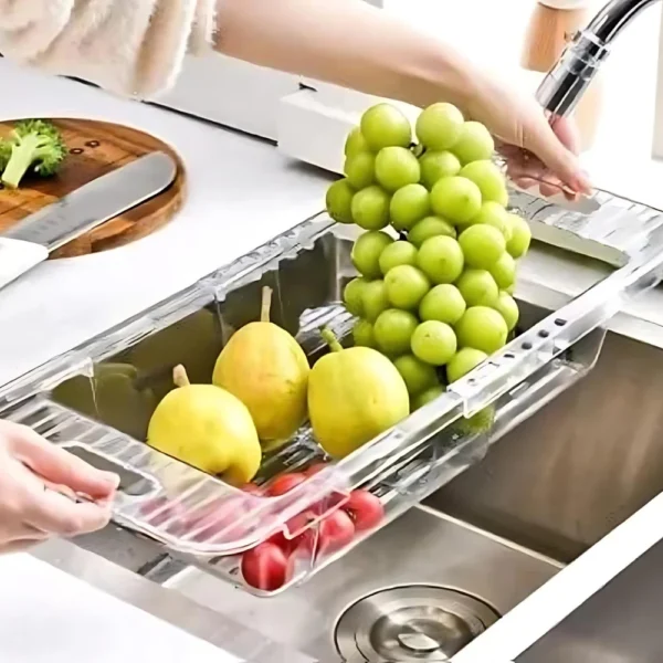 Escorredor De Cozinha Para Frutas E Legumes Tamanho Ajustável Ácrilico Pia - Imagem 5