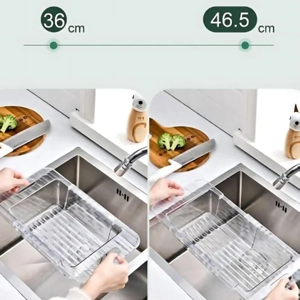 Escorredor De Cozinha Para Frutas E Legumes Tamanho Ajustável Ácrilico Pia - Imagem 2