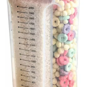 Pote Hermético Com Divisórias 2,8 Litros Personalizáveis Para Cereais Grãos Condimentos Plástico Transparente Tampa Selada