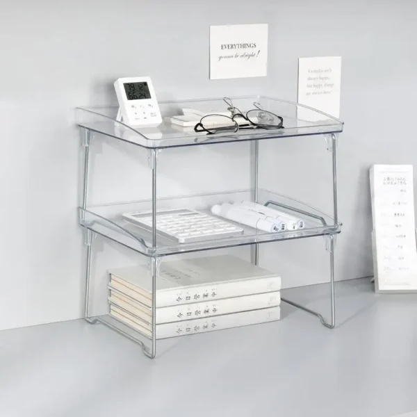 Prateleiras Organizadoras Transparente Acrílico Dobrável Multifuncional Compacta - Imagem 2