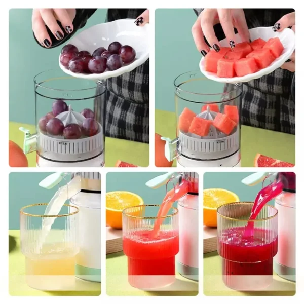Espremedor Elétrico de Laranja Limão  Sem Fio Para Home Office Usb Extrator Frutas Pressão Portáti - Imagem 2