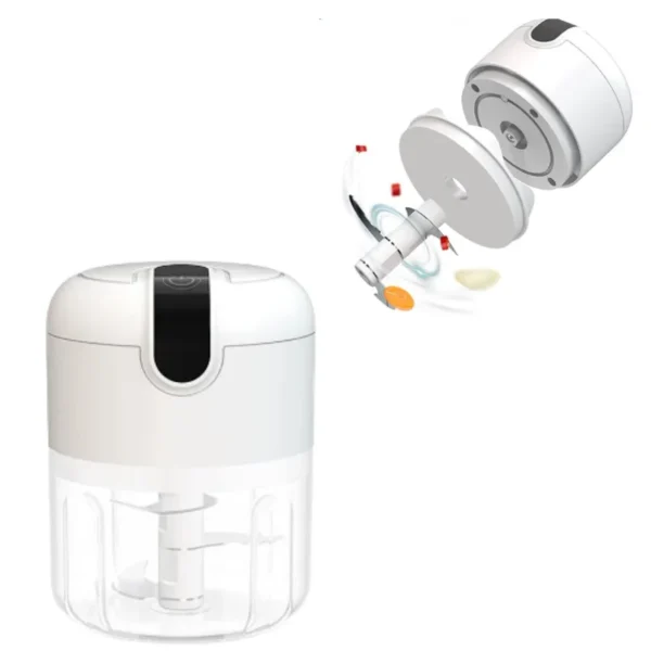 Mini Processador Elétrico de Alimentos Portátil com 3 lâminas de aço inox USB 250 ml Bivolt - Imagem 3