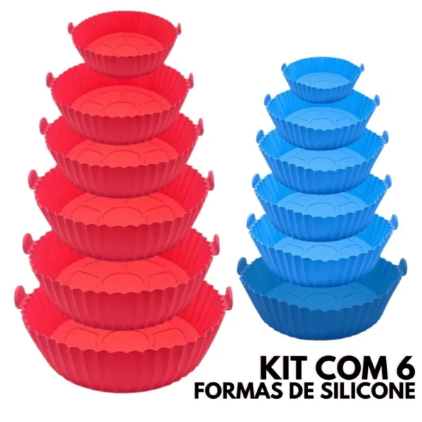Kit 6 Capas Protetoras de AirFryer de Silicone Redonda Air Fryer e Forno Fritadeira Elétrica Praticidade na Cozinha - Imagem 2