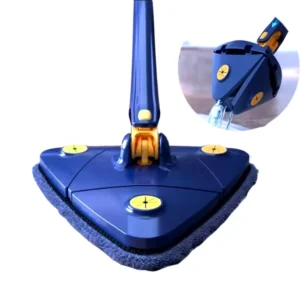 Kit Mop Esfregão Rodo Limpeza, Esfregão Triangulo Ajustável Giratório 360° + 3 refis