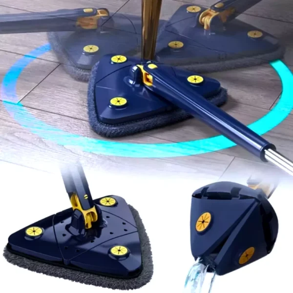 Kit Mop Esfregão Rodo Limpeza, Esfregão Triangulo Ajustável Giratório 360° + 3 refis - Imagem 4