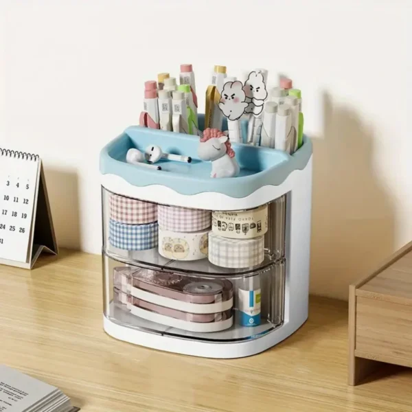 Organizador Mesa Escritório Escolar Trabalho Porta Lápis Caneta Pincel Marcador Gaveta Divisoria Acrílico Madeira Plástico Multi