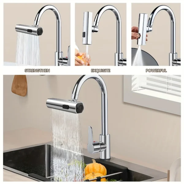 Adaptador de torneira flexível de Cozinha Com 3 Modos de Uso / Potente e Durável / Limpa Mais Rápido - Imagem 4