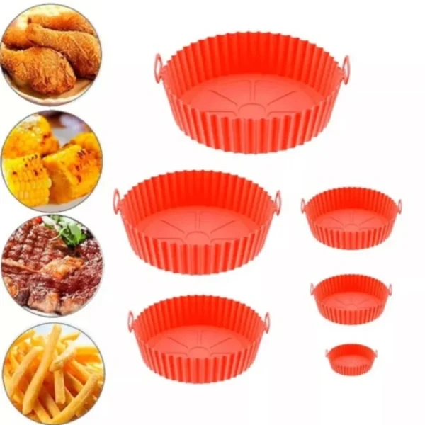 Kit 6 Capas Protetoras de AirFryer de Silicone Redonda Air Fryer e Forno Fritadeira Elétrica Praticidade na Cozinha - Imagem 5