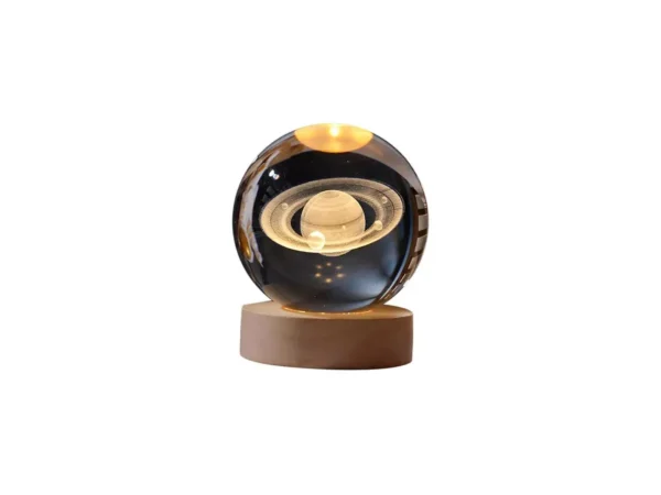 Luminária Abajur USB Enfeite Decorativo Esfera de Vidro 3D Com Led Planetário Quarto - Imagem 4