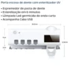 Suporte para Pasta Escova de Dentes com Esterilizador Luz UV Antibacteriano Automático Banheiro - Imagem 4