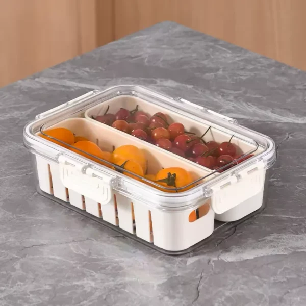 Organizador Hermético para Geladeira e Dispensa Multiuso para Frutas Alimentos Caixa Organizadora Cozinha Prática Armazenamento - Imagem 5