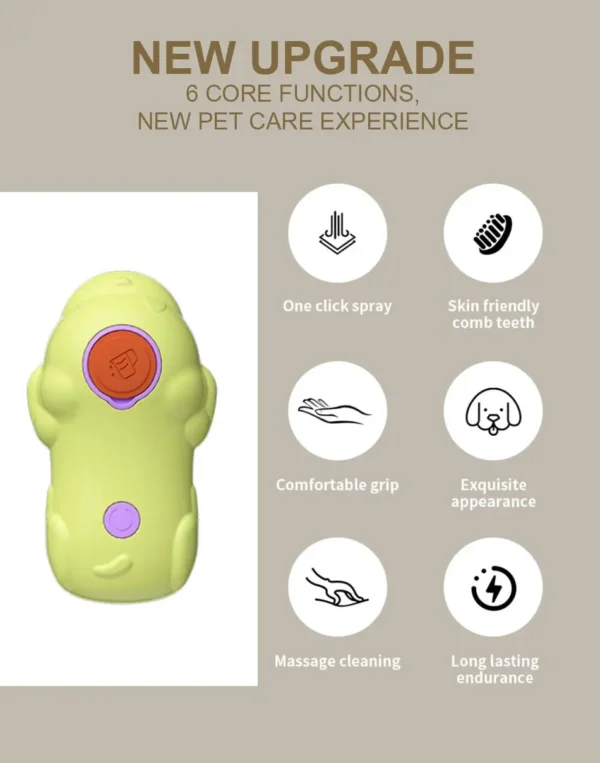 Escova De Limpeza Recarregável 3 em 1 Gatos Spray Integrado Ideal Banho Higiene Design Ergonômico Eficiente Mantém Pet Limpo - Imagem 3