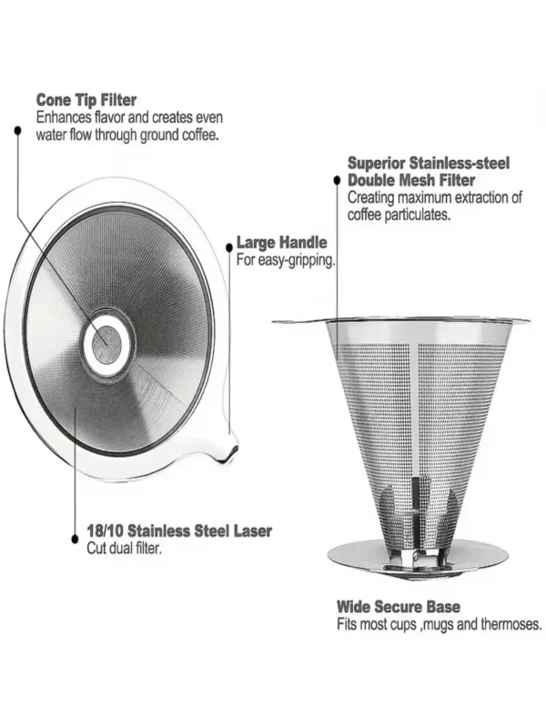 Café Filtro Coador Inox 103 Extra Grande Reutilizável WL-2319 - Imagem 6