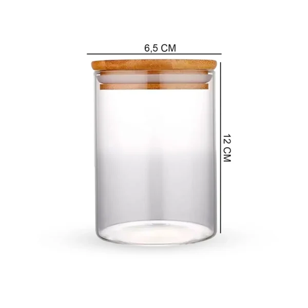 Pote Hermético Para Alimentos Condimentos Temperos 400ML Com Tampa de Bambu - Imagem 2