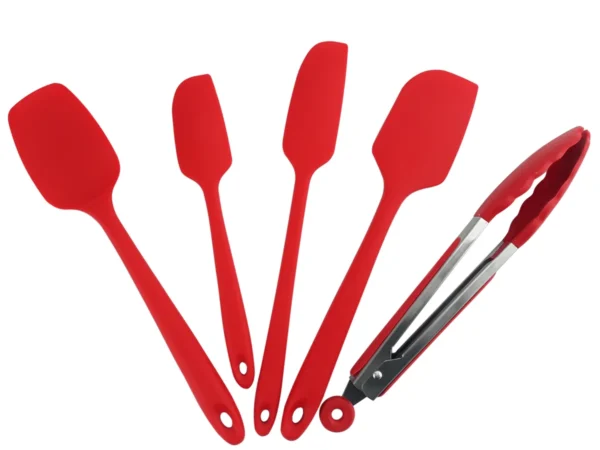 Jogo De Espátulas e Pegador Para Salada Em Silicone Resistente Altas Temperaturas Não Risca Panela - Imagem 2