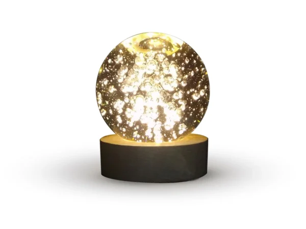 Luminária Abajur USB Enfeite Decorativo Esfera de Vidro 3D Com Led Planetário Quarto - Imagem 3