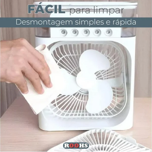 Ventilador Umidificador Portátil Com Led Reservatório De Água Led USB - Imagem 3