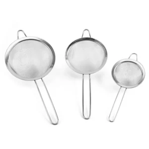 Kit Peneira Grandes Coador Em Aço Inox 3 Tamanhos P M G Para Cozinha