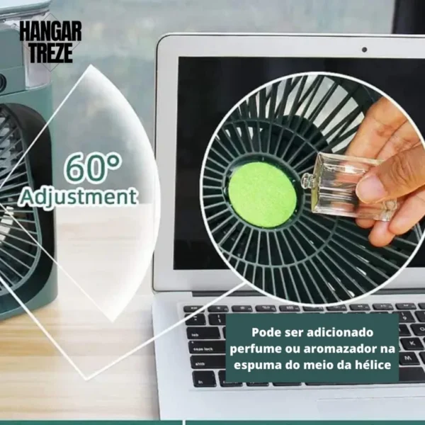 Ventilador Umidificador Portátil Com Led Reservatório De Água Led USB - Imagem 2