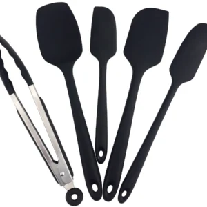 Jogo De Espátulas e Pegador Para Salada Em Silicone Resistente Altas Temperaturas Não Risca Panela