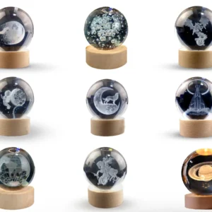 Luminária Abajur USB Enfeite Decorativo Esfera de Vidro 3D Com Led Planetário Quarto