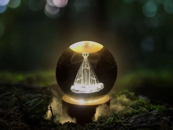 Luminária Abajur USB Enfeite Decorativo Esfera de Vidro 3D Com Led Planetário Quarto - Imagem 6